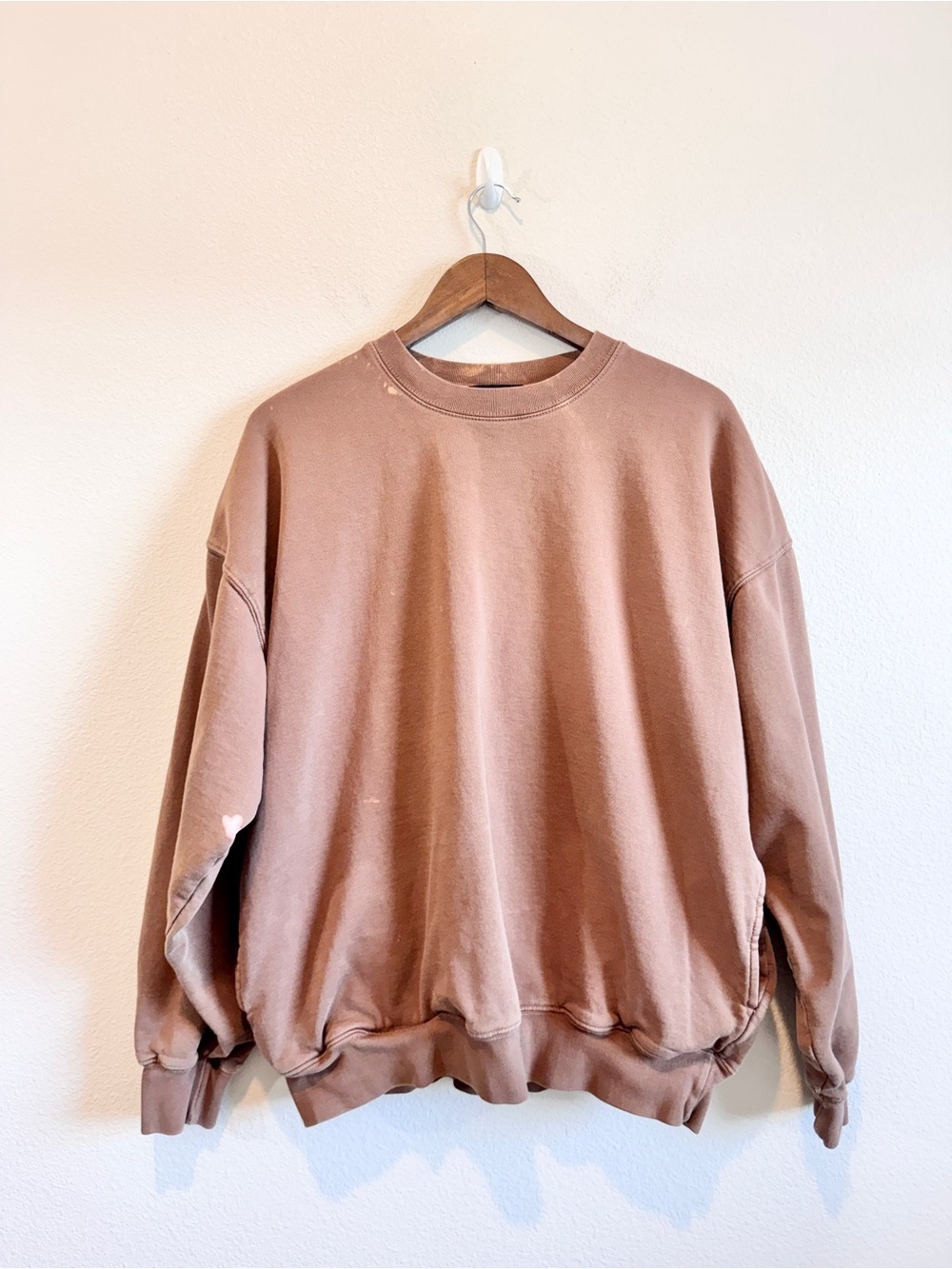 Brandy Melville Y2K Minimalist Grunge Oversized Crewneck Sweatshirt Brown OS D74